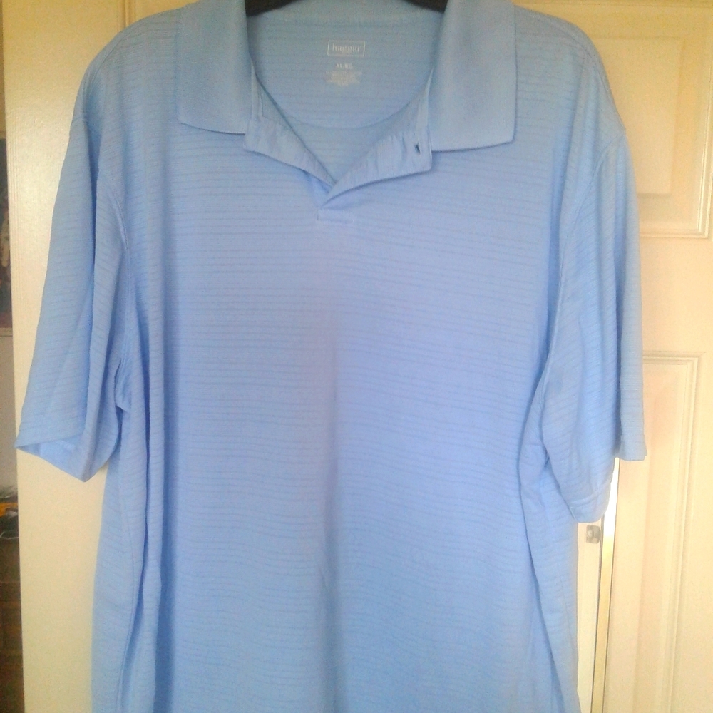 Haggar mens polo light weight light sky blue XL